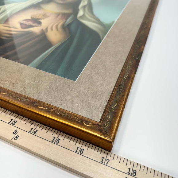 Immaculate Heart of Mary Framed Print/Painting??? 21”x17” Gold Tone Finish Frame - Picture 11 of 16